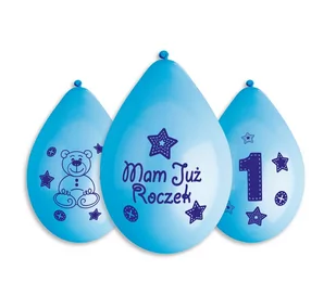 Gemar Balloons Balony 12", "Mam już Roczek - wiszące", niebieskie, GEMAR, 5 szt GB-MU1BW - Baby shower i roczek - miniaturka - grafika 1