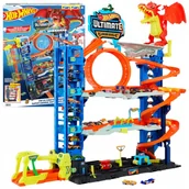 Tory, garaże, parkingi - HOT WHEELS CITY MEGA GARAŻ ATAK SMOKA TOR TEMATYCZNY 4 POZIOMY - miniaturka - grafika 1