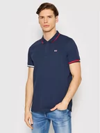 Koszulki męskie - Tommy Jeans Polo Red Flag DM0DM12963 Granatowy Regular Fit - miniaturka - grafika 1