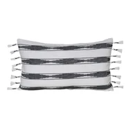 Poduszki dekoracyjne - Poduszka Jayan czarno-biała 50 x 30 cm z frędzlami - miniaturka - grafika 1