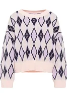 Swetry damskie - blonda Damski sweter z dzianiny 12419419-BL01, różowy, wielokolorowy, M/L, Różowy, wielokolorowy., M-L - miniaturka - grafika 1