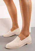 Mokasyny damskie - Beżowe Mokasyny Loafersy z Imitacji Zamszu Valtoria - miniaturka - grafika 1