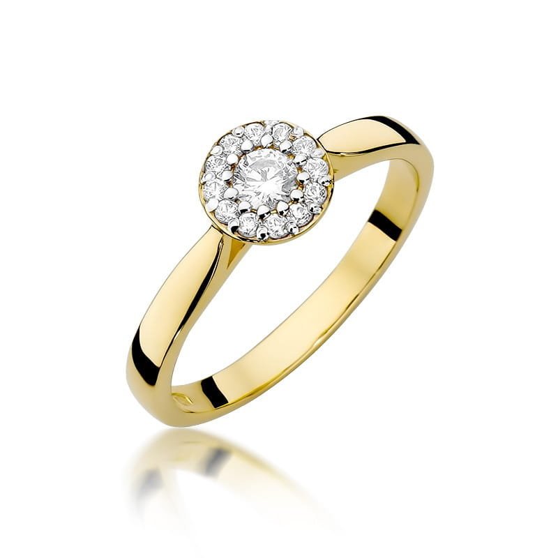Złoty pierścionek Diament 0,12ct żółte złoto pr. 585