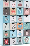 Pozostałe akcesoria świąteczne - Kalendarz adwentowy BRUBAKER do wypełnienia - Animal Christmas Blue - kalendarz świąteczny DIY z 24 drzwiczkami na bony, słodycze i inne niespodzianki - 32,5 cm wysokości, wykonany z kartonu - miniaturka - grafika 1
