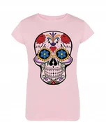 Koszulki i topy damskie - T-Shirt damski nadruk kolorowa czaszka r.XXL - miniaturka - grafika 1