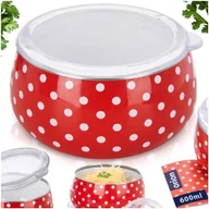 Miski i półmiski - MISKA EMALIOWANA STALOWA Z POKRYWKĄ RETRO TECKA 600ML ORION 129236 - miniaturka - grafika 1