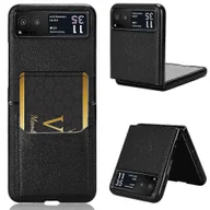 Etui i futerały do telefonów - Dla Motorola Razr 40 5G PU Skóra + PC Card Slot Cover Litchi Tekstura Odporny na wstrząsy Etui na telefon-czerwony Czarny - miniaturka - grafika 1