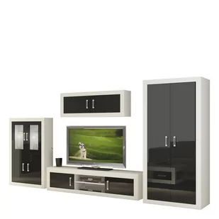 Meblościanka 9 Verin MebloCross Biały Mat / Czarny Połysk - Inne meble do salonu - miniaturka - grafika 1