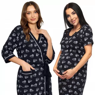 Odzież ciążowa - Komplet Szlafrok I Koszula Nocna Do Karmienia Napy - elegantePrecio - grafika 1