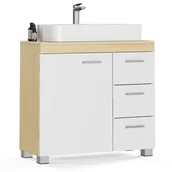 Szafki łazienkowe - Szafka stojąca pod umywalkę biało-beżowa - miniaturka - grafika 1