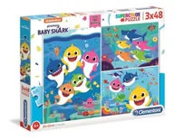 Puzzle - Clementoni Puzzle 3x48el Baby Shark 25261 - miniaturka - grafika 1
