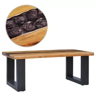 Ławy i stoliki kawowe - vidaXL Stolik kawowy, 100x50x40 cm, lite drewno tekowe i poliżywica - miniaturka - grafika 1