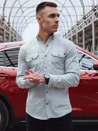 Koszule męskie - Koszula męska jeansowa niebieska Dstreet DX2578-XXL - miniaturka - grafika 1