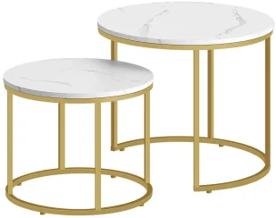 Zestaw 2 Marmurowych Stolików Kawowych W Stylu Glamour S4-P85 - Ławy i stoliki kawowe - miniaturka - grafika 1