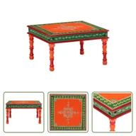 Ławy i stoliki kawowe - The Living Store stolik kawowy pomarańczowy ręcznie malowany z litego drewna mango - miniaturka - grafika 1