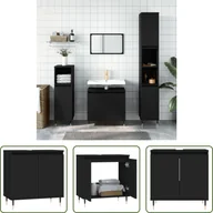 Szafki łazienkowe - The Living Store Szafka łazienkowa czarna 58x33x60 cm materiał drewnopochodny - miniaturka - grafika 1