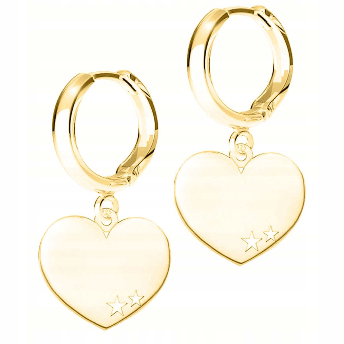 Złote Kolczyki Blaszka z Sercem Serduszkiem Serduszka Bigle SREBRO 925