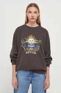 Bluzy damskie - Rip Curl bluza bawełniana damska kolor szary z nadrukiem - grafika 1