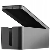 Akcesoria podróżnicze - PUDEŁKO NA KABLE I LISTWY ZASILAJĄCE XL DUŻE 40x15x13cm POJEMNE CZARNE - miniaturka - grafika 1