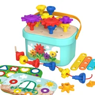 Układanki dla dzieci - TOOKY TOY Układanka Montessori Kołki w Pudełku Stosy Nawlekanka - miniaturka - grafika 1