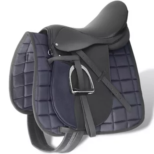 vidaXL Vidaxl Zestaw Do Osiodłania Konia 17,5" Z Naturalnej Skóry Czarny 18 Cm 5 W 1 - Siodła - miniaturka - grafika 1