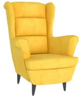 Fotele - Musztardowy tapicerowany fotel uszak M1-C03 - miniaturka - grafika 1