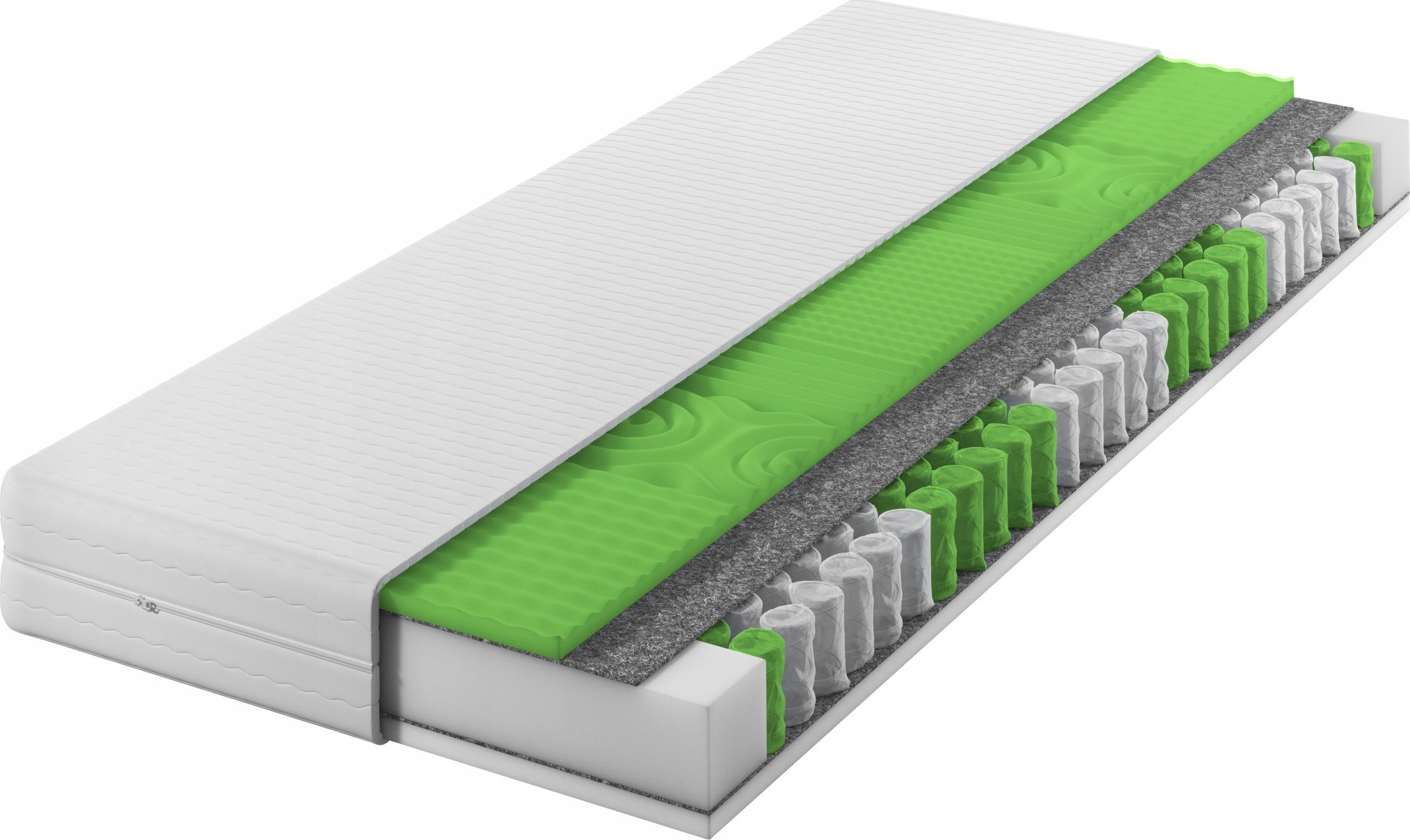 Materac sprężynowy GOLD 160x200Pianka masująca Dwustronny H3| 7 stref Rdzeń ze sprężyn kieszeniowych Pokrowiec pikowany