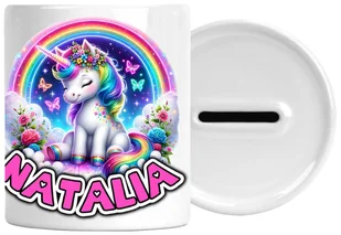 Skarbonka Jednorożec Z Napisem Nadrukiem Prezent Urodziny Zatyczka Na Dole - Skarbonki - miniaturka - grafika 1