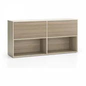 Regały biurowe - B2B Partner Regał biurowy LAYERS, długi, 2 schowki, 1582 x 400 x 777, dąb naturalny / dąb bejcowany 611511 - miniaturka - grafika 1