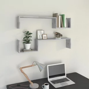 VidaXL Lumarko Półki ścienne, 2 szt., szarość betonu, 100x15x20 cm, płyta 807272 VidaXL - Półki do salonu - miniaturka - grafika 1