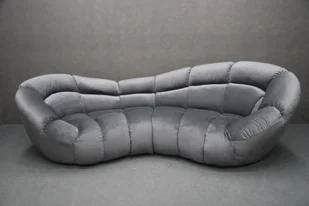 Sofa Owalna Prunk Pikowana Popielata 280 Cm B 4731 - Sofy i kanapy - miniaturka - grafika 1