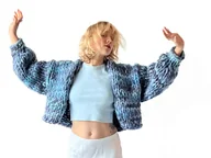 Swetry damskie - 100% merino kolorowy kardigan oversize - miniaturka - grafika 1