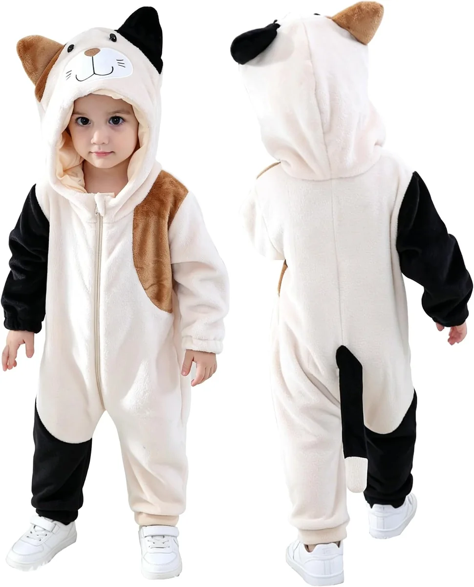 Śpioszki dziecięce z kapturem Beżowy kot 18-24 mies. unisex