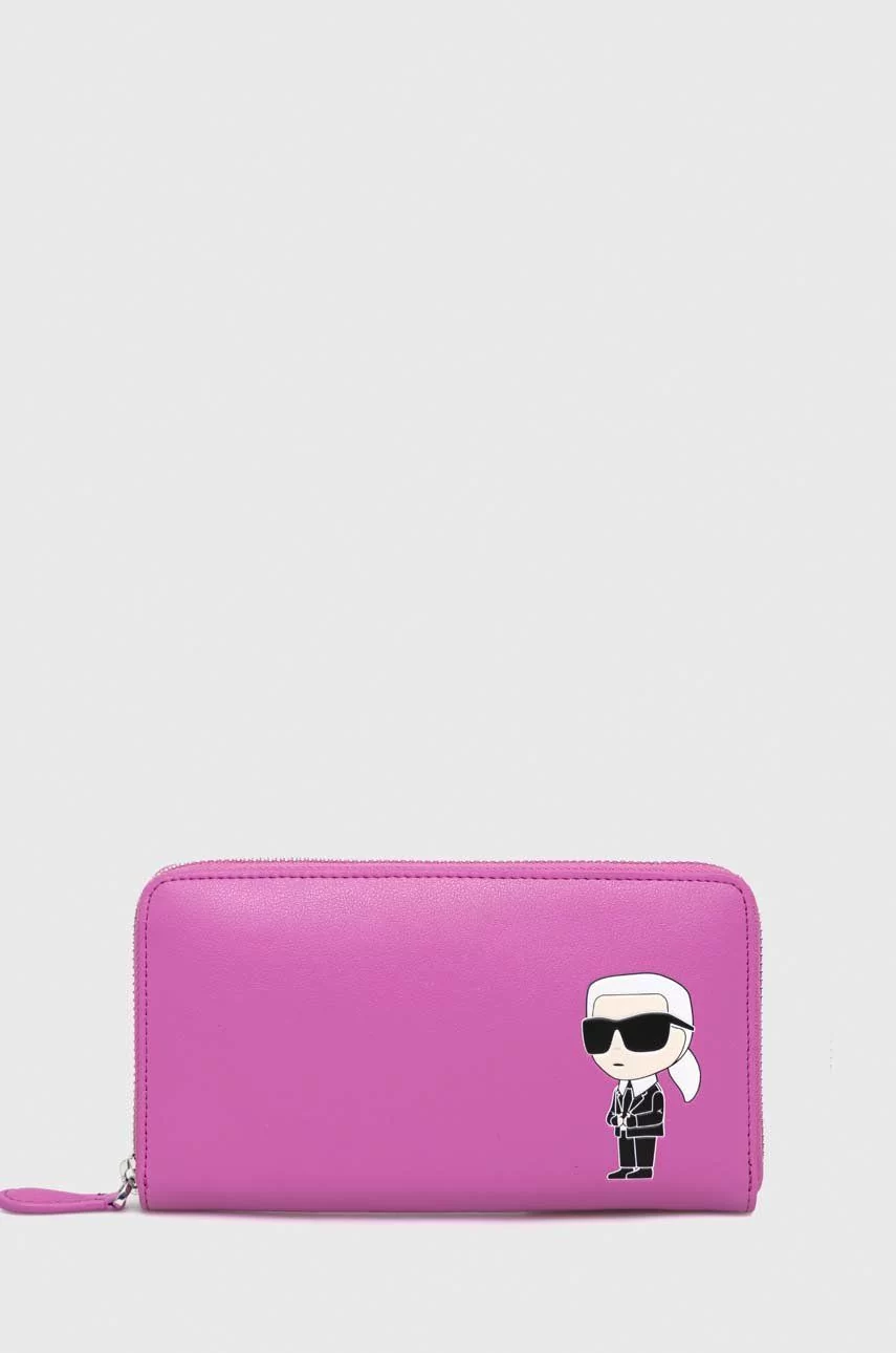 Karl Lagerfeld portfel skórzany damski kolor różowy