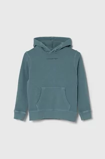 Bluzy dla chłopców - Pepe Jeans bluza bawełniana dziecięca NEW DAVIDE HOODIE kolor niebieski z kapturem z nadrukiem - grafika 1