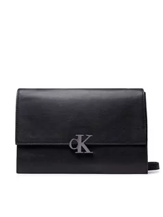 Torebki damskie - Calvin Klein Torebka Minimal Monogram E/W Flap Xbody K60K608386 Czarny - grafika 1