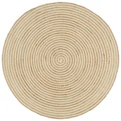 Dywany - vidaXL Dywanik ręcznie wykonany z juty, spiralny wzór, biały, 120 cm - miniaturka - grafika 1