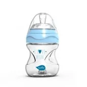 Butelki dla niemowląt - Nuvita Butelka szklana antykolkowa niebieska 140 ml - miniaturka - grafika 1