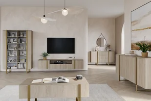 Witryna Verica 120 cm - dąb biszkoptowy / złote nóżki - Witryny - miniaturka - grafika 7