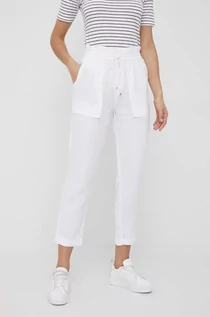 Spodnie damskie - Ralph Lauren Lauren Lauren spodnie lniane damskie kolor biały szerokie high waist - grafika 1