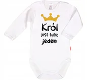 Body dla niemowląt - BODY NAPIS nadruk KRÓL JEST TYLKO JEDEN r 104 KLEKLE - miniaturka - grafika 1