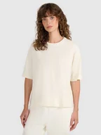 Koszulki i topy damskie - 4F T-shirt oversize gładki damski - beżowy L - miniaturka - grafika 1