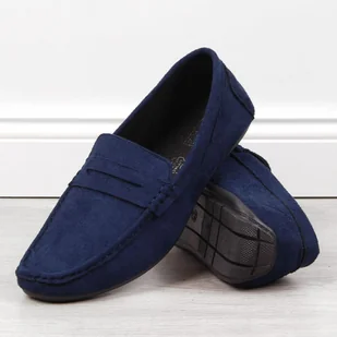 Mokasyny slip on NEWS M EVE340 (kolor Granatowy, rozmiar 46) - Slip on męskie - miniaturka - grafika 2
