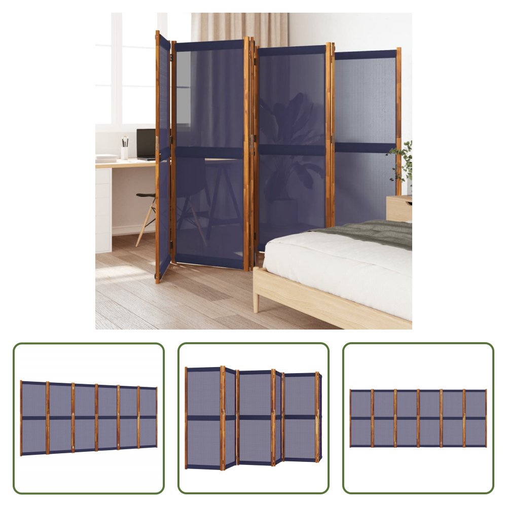 Pościel 6-częściowa The Living Store. Paravent ciemnoniebieski 420x180 cm