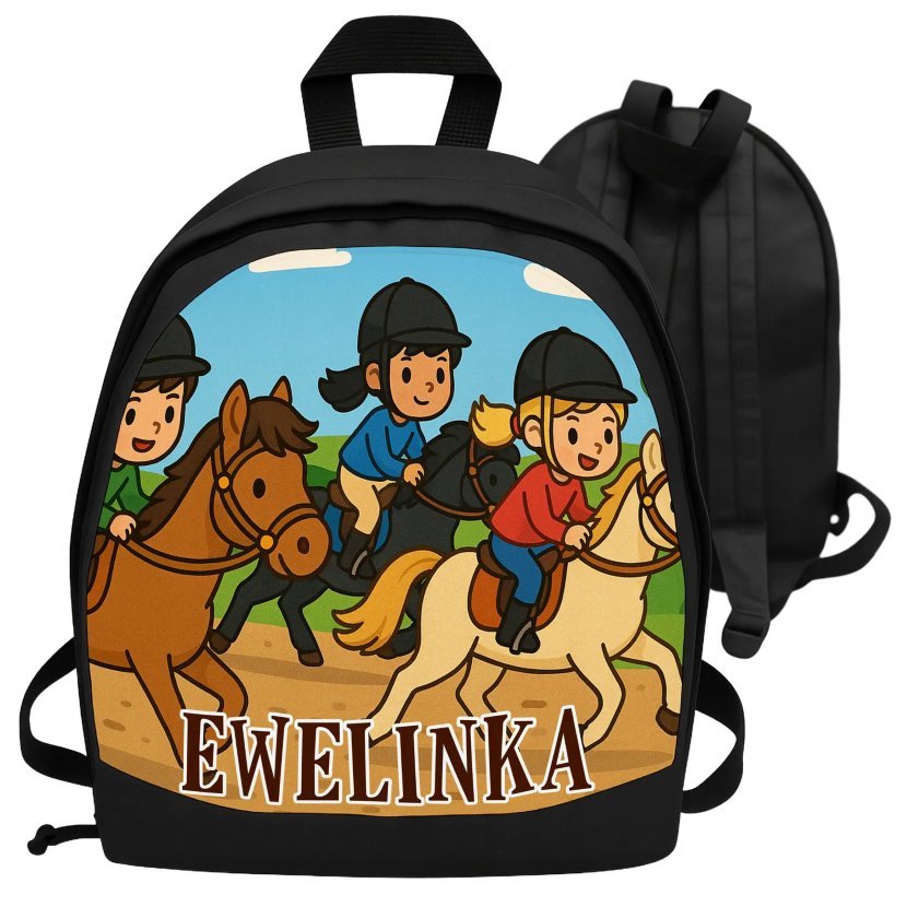 Plecak z imieniem KONIE jeździecki dla dziecka personalizowany prezent