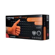 Rękawiczki jednorazowe - SAFEMED STRONG HAND PF Mocne rękawice jednorazowe nitrylowe o diamentowej fakturze Orange L 50 szt. - miniaturka - grafika 1