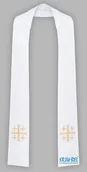 Szaty liturgiczne - Biała stuła haftowana - szeroka jednostronna - miniaturka - grafika 1