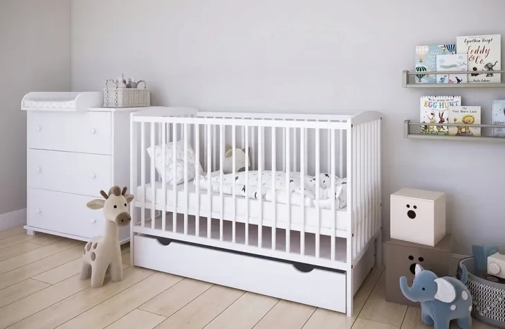 ZESTAW Komoda z przewijakiem Łóżeczko 2w1 GRZEŚ 120x60 z szufladą : GRATIS