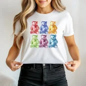 Koszulki i topy damskie - Koszulka biała z nadrukiem misie żelki c178 - miniaturka - grafika 1