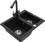 Zlewozmywaki z baterią - Mexen Carlos zlewozmywak granitowy 1,5-komorowy z baterią kuchenną Duero, czarny - 6518-77-671600-70 - miniaturka - grafika 1
